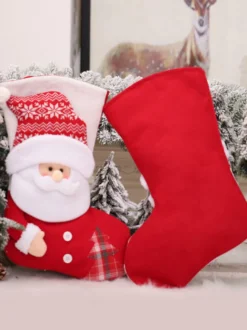 Chaussettes de Noël rouges Fibre de polyester Costumes de vacances de Noël