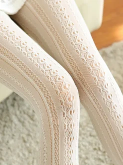 Chaussettes Lolita blanches synthétique Déguisements Halloween