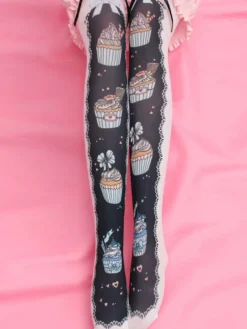 Chaussettes Sweet Lolita Chaussettes Lolita roses imprimées en velours