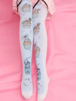 Chaussettes Sweet Lolita Chaussettes Lolita roses imprimées en velours