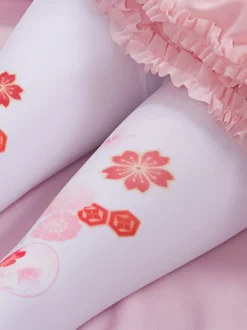 Chaussettes Sweet Lolita Rose Spandex Motif Sakura Accessoires Lolita