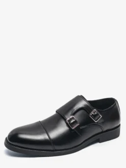 Chaussures à boucle noires à bout rond et détail de boucle chaussures décontractées