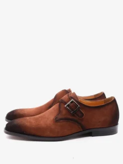 Chaussures à boucle pour homme mocassins à bout pointu en daim tendance en cuir mat