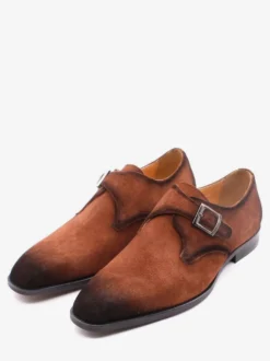 Chaussures à boucle pour homme mocassins à bout pointu en daim tendance en cuir mat