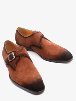 Chaussures à boucle pour homme mocassins à bout pointu en daim tendance en cuir mat