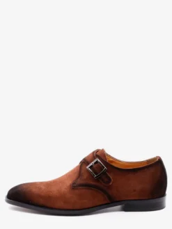 Chaussures à boucle pour homme mocassins à bout pointu en daim tendance en cuir mat