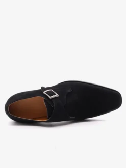 Chaussures à boucle pour homme mocassins à bout pointu en daim tendance en cuir mat