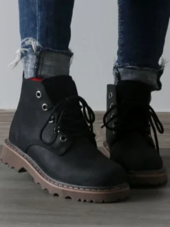 Chaussures Chaussures Homme Bottes de Travail Bottes Homme Cuir de Vachette Chic Noir