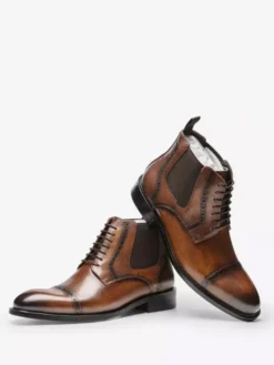 Chaussures Chaussures Homme Bottes de Travail Bottes Homme Cuir Chic Marron