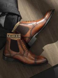 Chaussures Chaussures Homme Bottes de Travail Bottes Homme Cuir Chic Marron