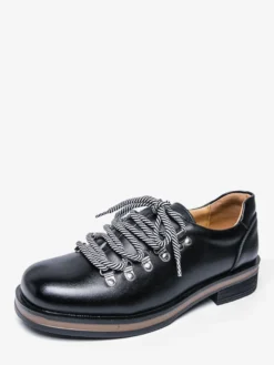 Chaussures décontractées marron pour hommes bout rond à lacets