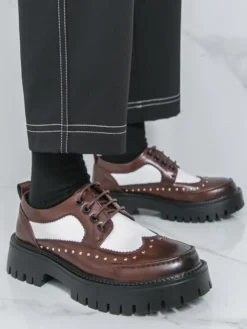 Chaussures décontractées pour hommes bout rond à lacets