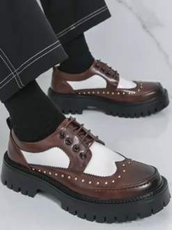 Chaussures décontractées pour hommes bout rond à lacets