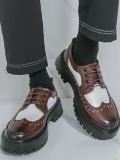Chaussures décontractées pour hommes bout rond à lacets