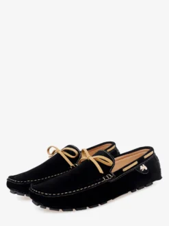 Chaussures décontractées pour hommes mocassins de conduite en daim avec nœud.