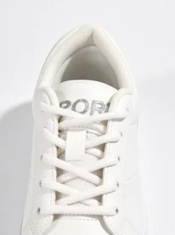 Chaussures de danse jazz blanches à bout rond et lacets