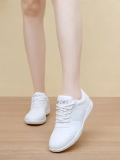Chaussures de jazz pour femmes bout rond lacets chaussures de danse