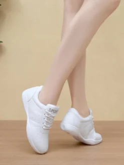 Chaussures de jazz pour femmes bout rond lacets chaussures de danse