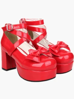 Chaussures de lolita noires à talons épais Déguisements Halloween
