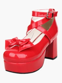 Chaussures de lolita noires à talons épais Déguisements Halloween