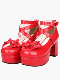 Chaussures de lolita noires à talons épais Déguisements Halloween