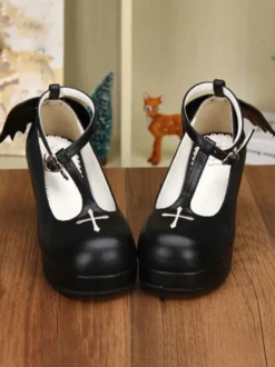 Chaussures de lolita sublimes en patchwork à talons compensés Déguisements Halloween
