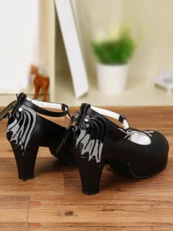 Chaussures de lolita sublimes en patchwork à talons compensés Déguisements Halloween