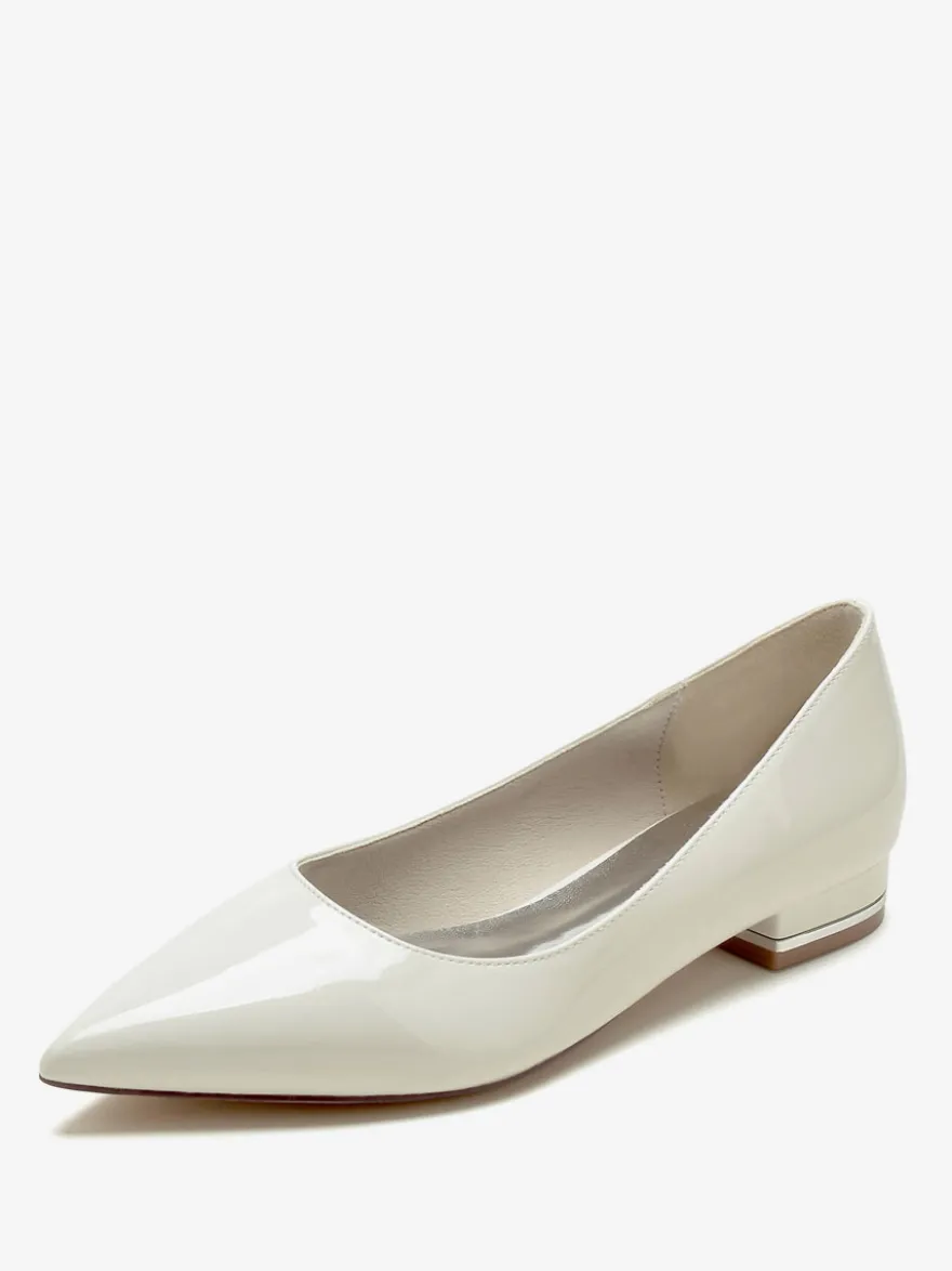 Chaussures De Mariage Ballerines De Mère De Mariée Vernis Tige Bout Pointu