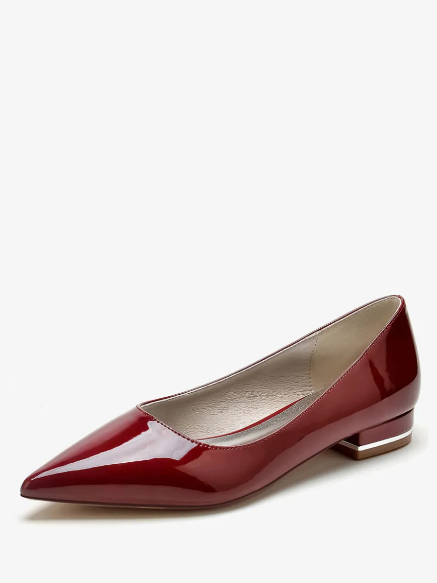 Chaussures De Mariage Ballerines De Mère De Mariée Vernis Tige Bout Pointu