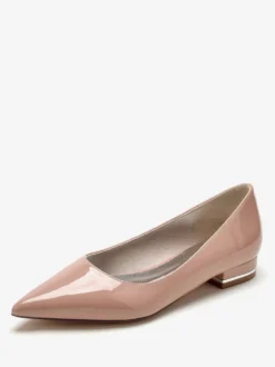 Chaussures De Mariage Ballerines De Mère De Mariée Vernis Tige Bout Pointu