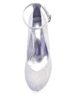Chaussures de Mariage 2026 Blanc Detelle Bout Rond Sangle de Cheville Chaussures de Mariée