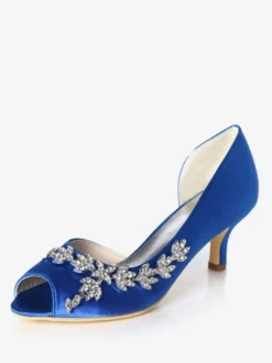Chaussures de mariage blanches strass à paillettes Peep Toe Kitten Heel chaussures de mariée chaussures d'invité de mariage