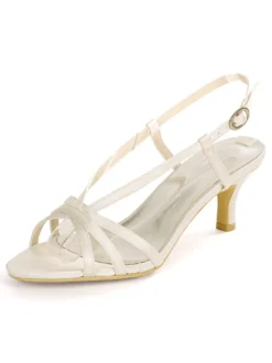 Chaussures de mariage bleu Satin bout ouvert chaton talon chaussures de mariée mère de la mariée chaussures