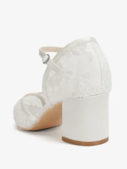 Chaussures de mariage en dentelle à bout pointu et talon épais pour invités de mariage