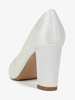 Chaussures de mariage en dentelle à bout pointu et talon épais