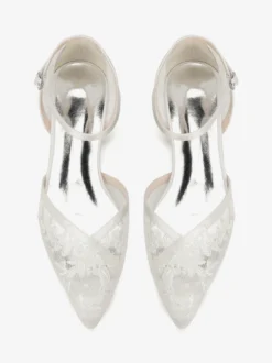 Chaussures de mariage en dentelle chaussures de mariée plates à bout pointu