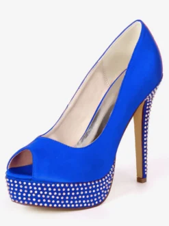Chaussures de mariage en ivoire strass en satin Peep Toe Platform chaussures de mariée chaussures mère