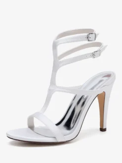 Chaussures de mariage en satin à bout ouvert et à talons hauts pour demoiselles d'honneur