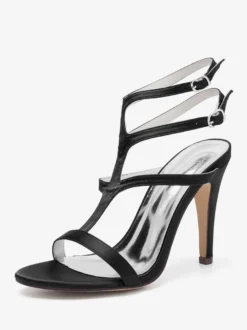 Chaussures de mariage en satin à bout ouvert et à talons hauts pour demoiselles d'honneur