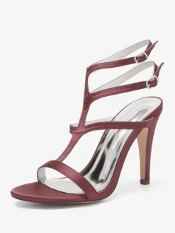 Chaussures de mariage en satin à bout ouvert et à talons hauts pour demoiselles d'honneur