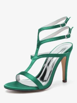 Chaussures de mariage en satin à bout ouvert et à talons hauts pour demoiselles d'honneur