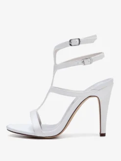 Chaussures de mariage en satin à bout ouvert et à talons hauts pour demoiselles d'honneur