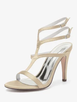 Chaussures de mariage en satin à bout ouvert et à talons hauts pour demoiselles d'honneur