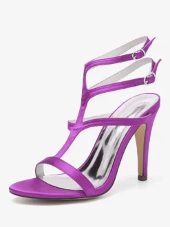 Chaussures de mariage en satin à bout ouvert et à talons hauts pour demoiselles d'honneur