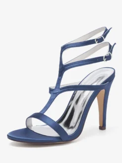 Chaussures de mariage en satin à bout ouvert et à talons hauts pour demoiselles d'honneur