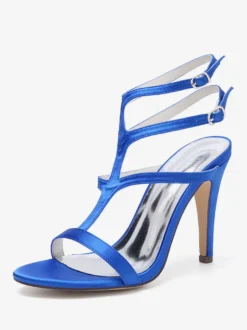 Chaussures de mariage en satin à bout ouvert et à talons hauts pour demoiselles d'honneur