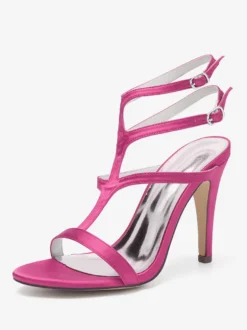 Chaussures de mariage en satin à bout ouvert et à talons hauts pour demoiselles d'honneur