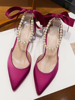 Chaussures de mariage Escarpins de mariée en satin à bout pointu