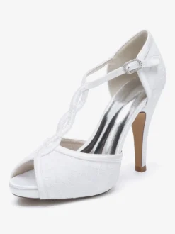 Chaussures de mariage Escarpins de mariée Dentelle Peep Toe Brodé