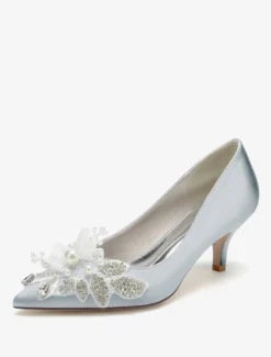 Chaussures de mariage Escarpins de mariée en satin à bout pointu
